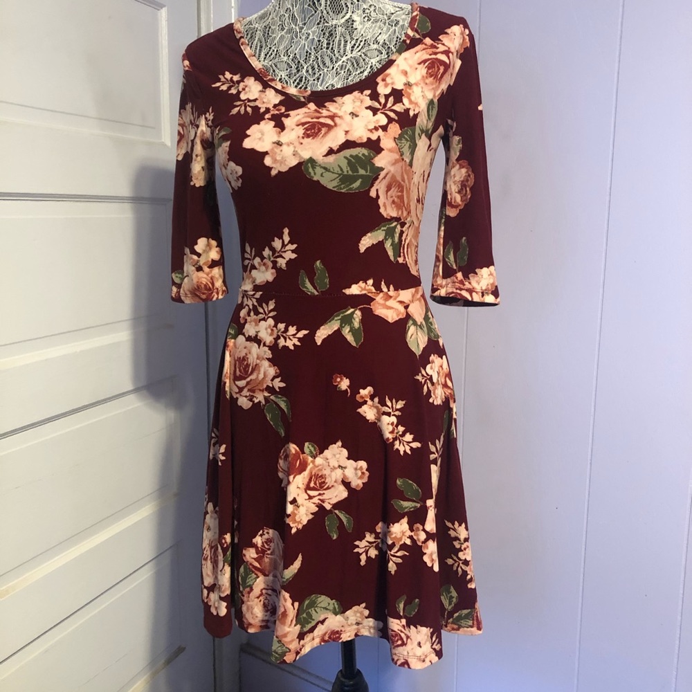 Burgundy floral dress